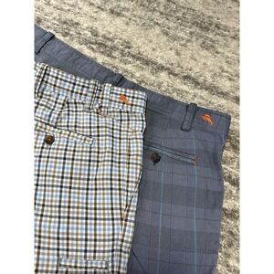 Lot of 2 Tommy Bahama Shorts Mens 32 Gray Blue Chino Flat Front Stretch Casual‎